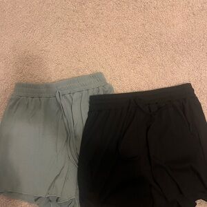 Green and Black Casual Shorts Set